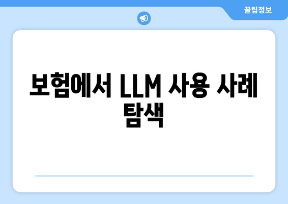 보험에서 LLM 사용 사례 탐색