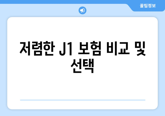 저렴한 J1 보험 비교 및 선택