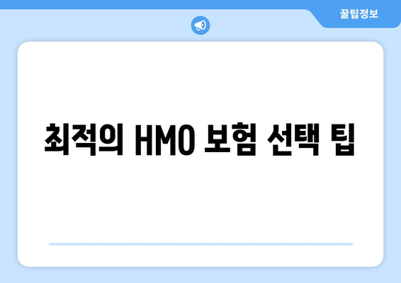 최적의 HMO 보험 선택 팁