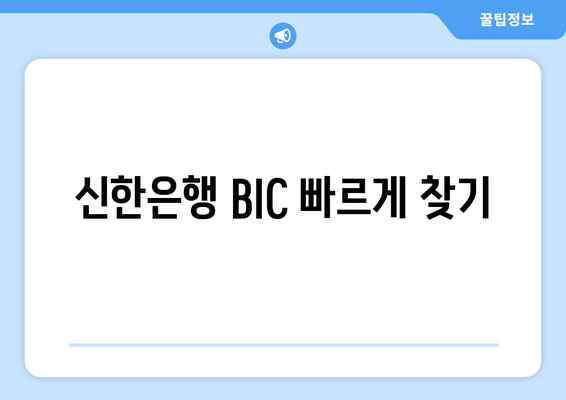 신한은행 BIC 빠르게 찾기