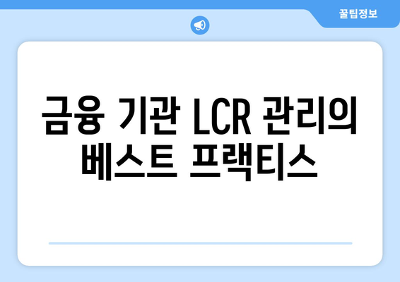 금융 기관 LCR 관리의 베스트 프랙티스