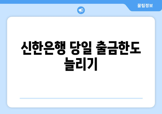 신한은행 당일 출금한도 늘리기