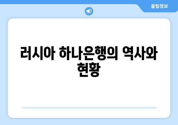 러시아 하나은행의 역사와 현황