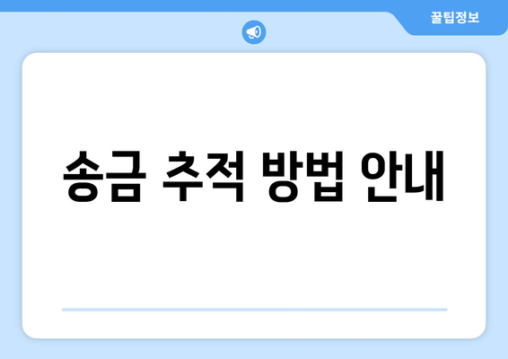 송금 추적 방법 안내