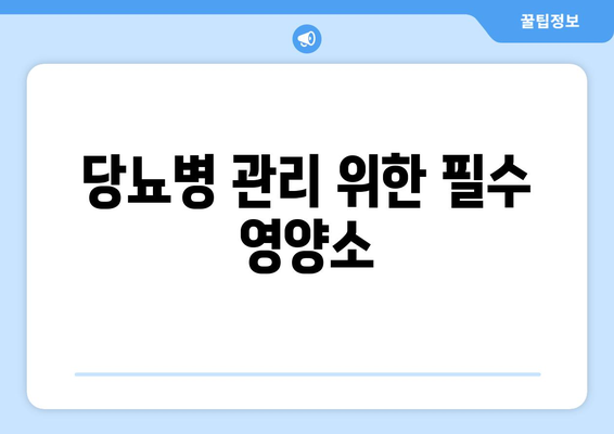 당뇨병 관리 위한 필수 영양소