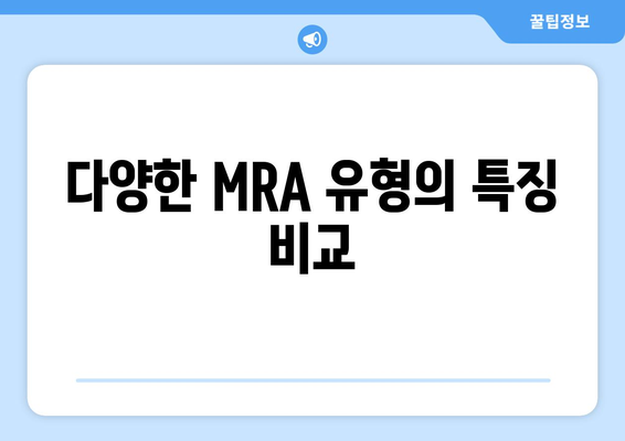 다양한 MRA 유형의 특징 비교