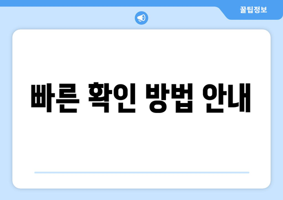 빠른 확인 방법 안내