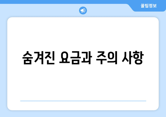 숨겨진 요금과 주의 사항