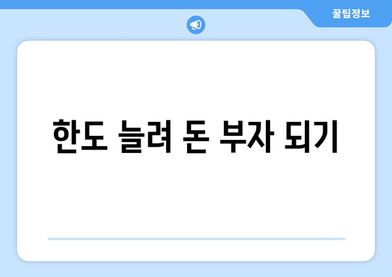 한도 늘려 돈 부자 되기