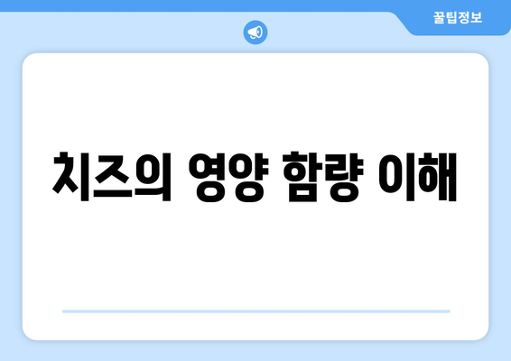 치즈의 영양 함량 이해