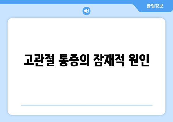고관절 통증의 잠재적 원인