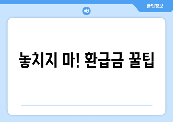 놓치지 마! 환급금 꿀팁