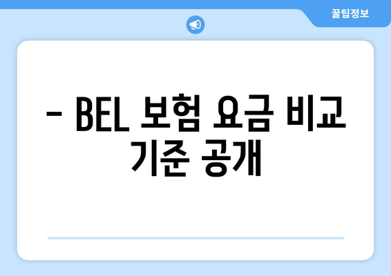 - BEL 보험 요금 비교 기준 공개