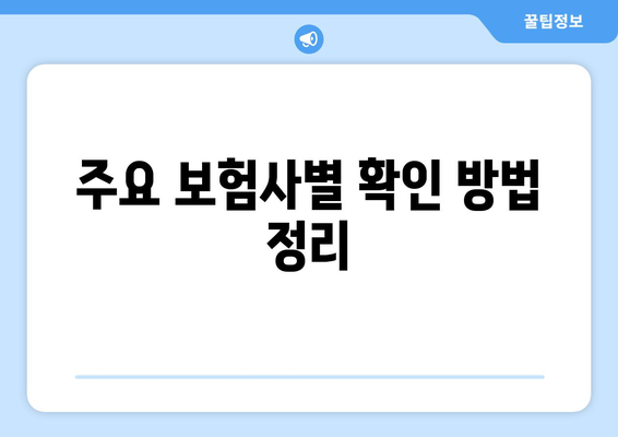 주요 보험사별 확인 방법 정리