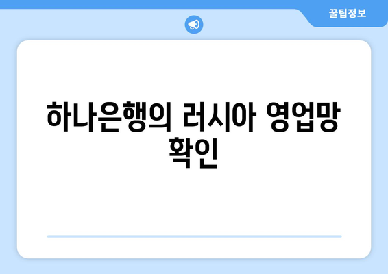 하나은행의 러시아 영업망 확인