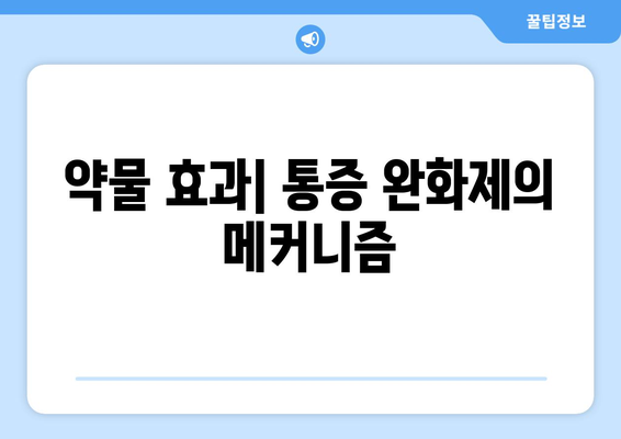 약물 효과| 통증 완화제의 메커니즘