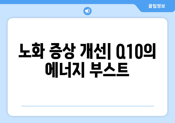 노화 증상 개선| Q10의 에너지 부스트