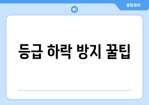 등급 하락 방지 꿀팁