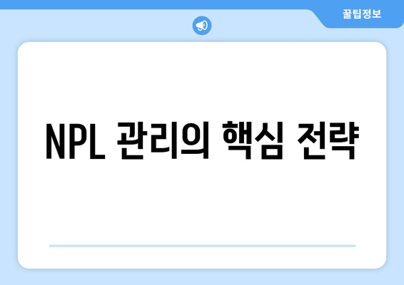 NPL 관리의 핵심 전략