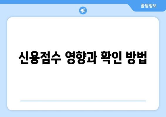 신용점수 영향과 확인 방법