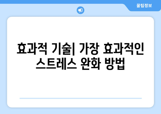 효과적 기술| 가장 효과적인 스트레스 완화 방법