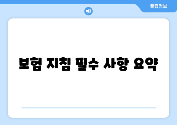 보험 지침 필수 사항 요약