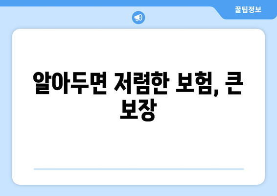 알아두면 저렴한 보험, 큰 보장