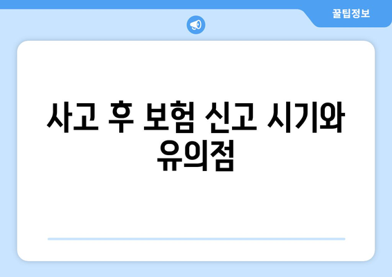 사고 후 보험 신고 시기와 유의점