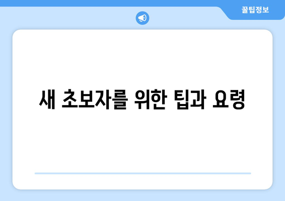 새 초보자를 위한 팁과 요령