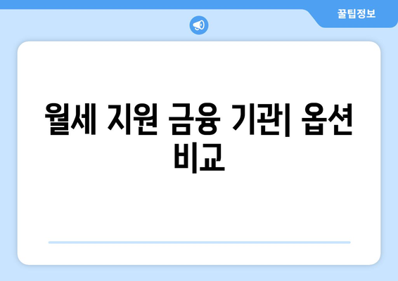 월세 지원 금융 기관| 옵션 비교