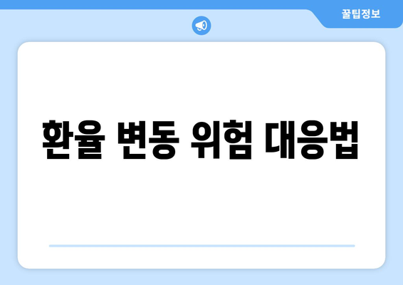 환율 변동 위험 대응법