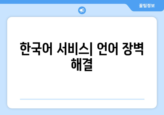 한국어 서비스| 언어 장벽 해결