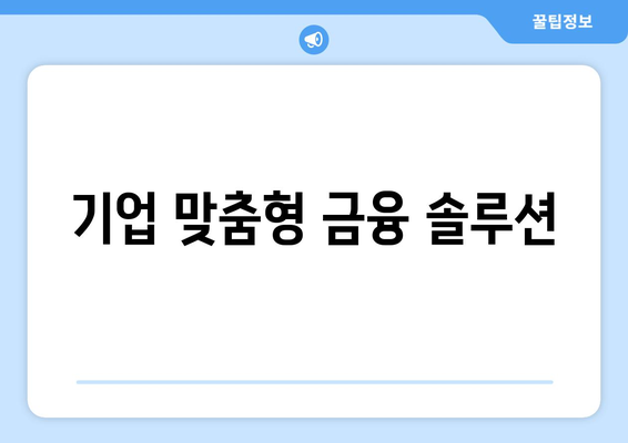 기업 맞춤형 금융 솔루션