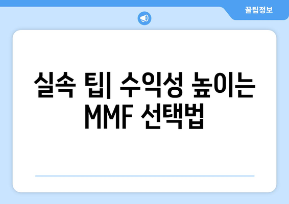 실속 팁| 수익성 높이는 MMF 선택법
