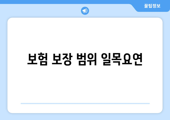 보험 보장 범위 일목요연