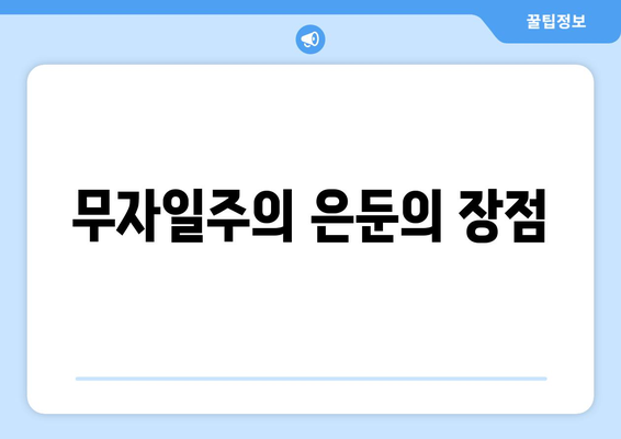 무자일주의 은둔의 장점