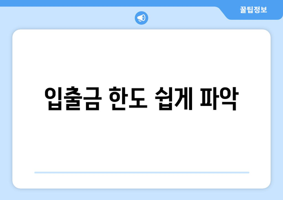 입출금 한도 쉽게 파악