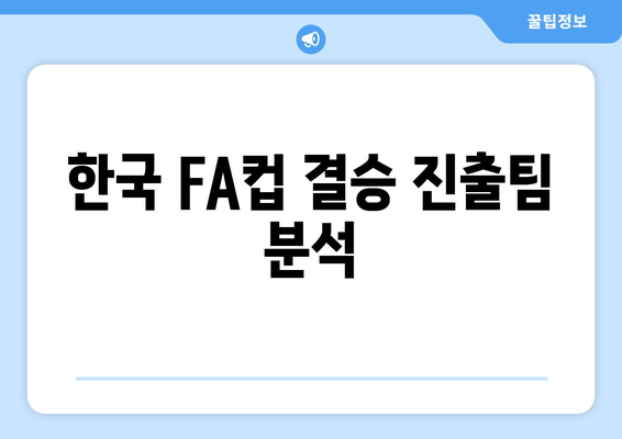 한국 FA컵 결승 진출팀 분석