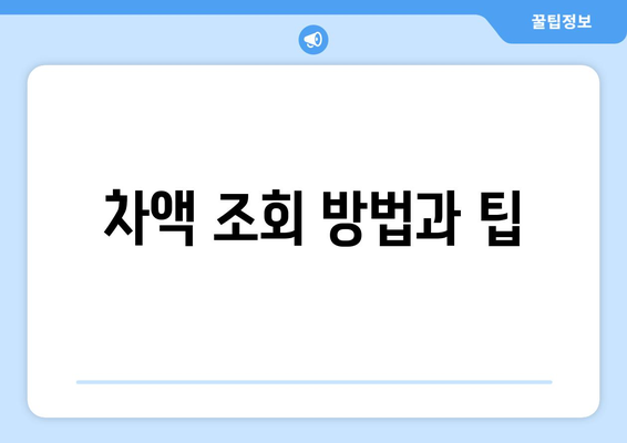 차액 조회 방법과 팁