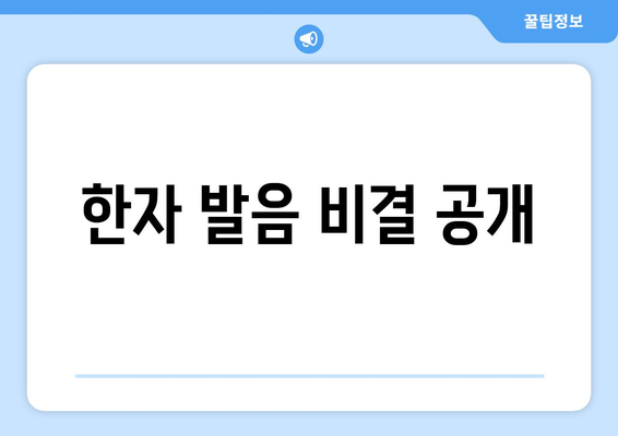 한자 발음 비결 공개