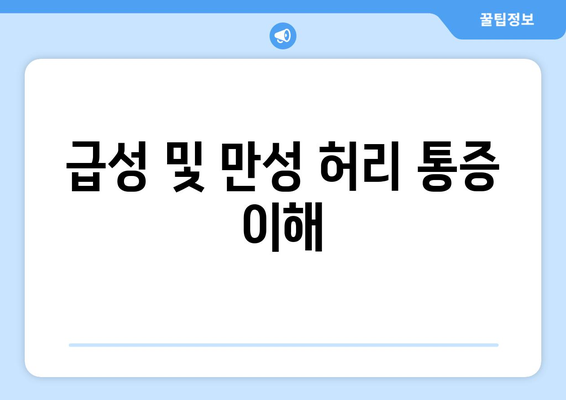 급성 및 만성 허리 통증 이해