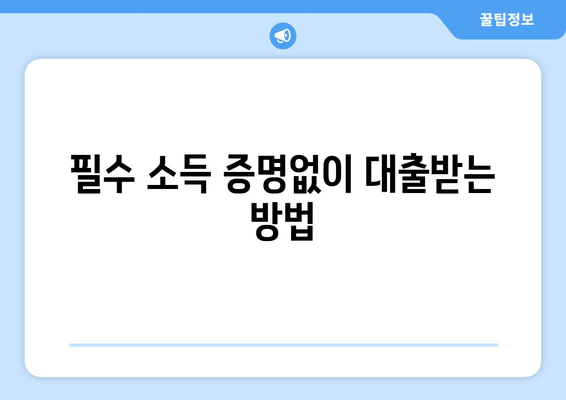 필수 소득 증명없이 대출받는 방법