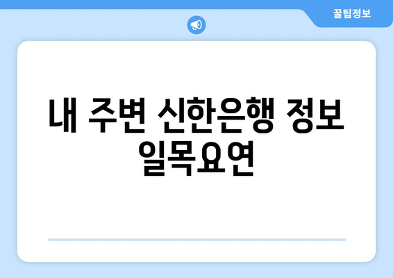 내 주변 신한은행 정보 일목요연