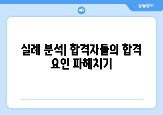 실례 분석| 합격자들의 합격 요인 파헤치기