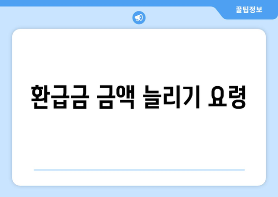 환급금 금액 늘리기 요령