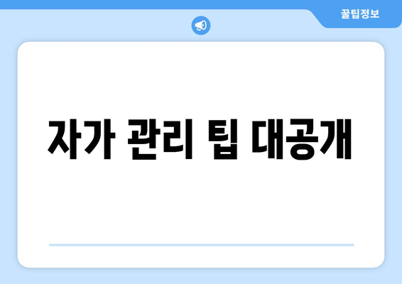 자가 관리 팁 대공개