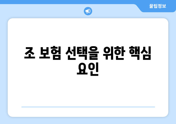 조 보험 선택을 위한 핵심 요인