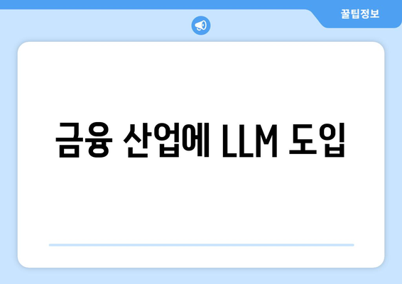 금융 산업에 LLM 도입