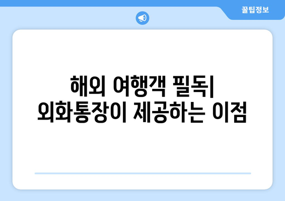 해외 여행객 필독| 외화통장이 제공하는 이점