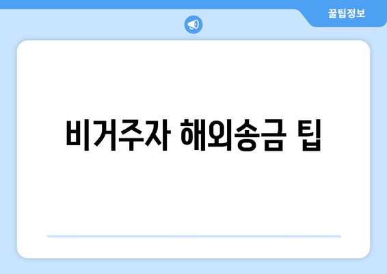 비거주자 해외송금 팁